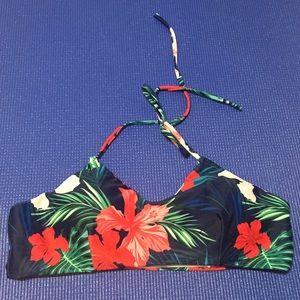NWOT Tropical Blue Floral Bikini Halter Top
